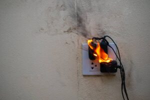 Electric short circuit failure resulting in electricity wire burnt
